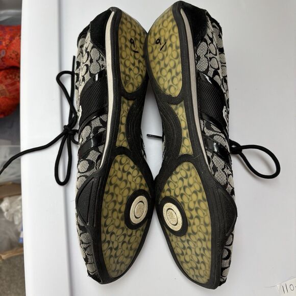 Coach Womens 8.5M REMONNA Shoes Black White CC Logo Print Lace Up Sneakers - Picture 5 of 9